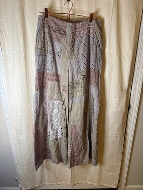 Free People Patchwork Wide-Leg Pants in Lavender, Dusty Pink, and Olive